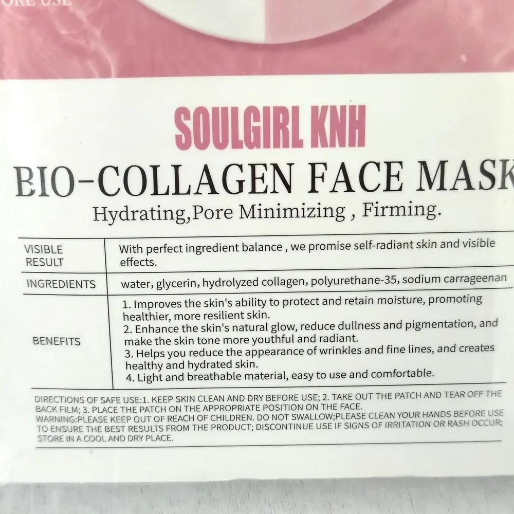 SoulGirl KNH Bio-Collagen Face Mask hydrating Pore Minimize Firming 4 pack NEW